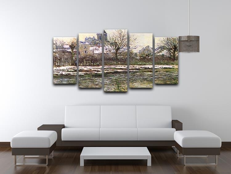 Church of Vetheuil in the snow by Monet 5 Split Panel Canvas - Canvas Art Rocks - 3