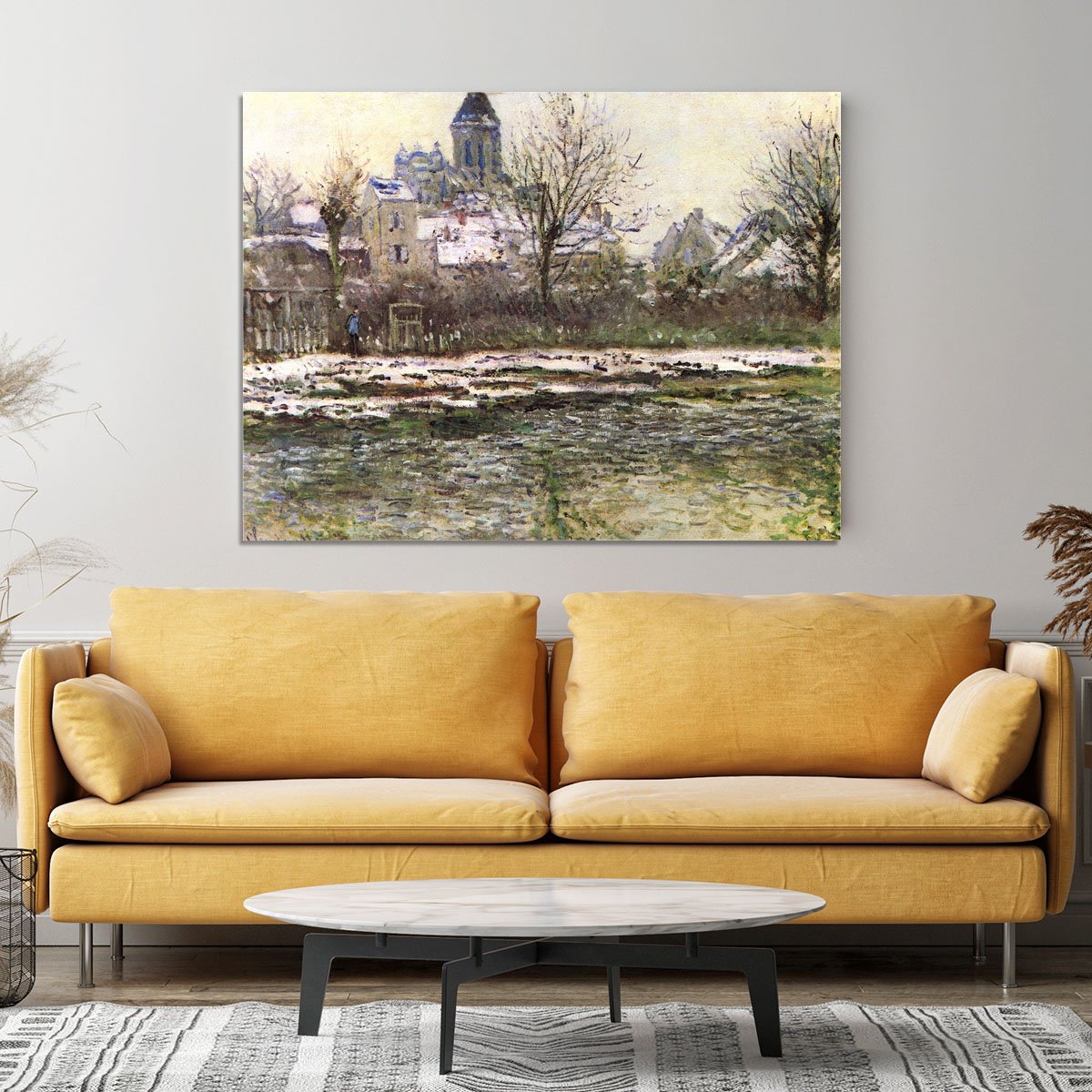 Church of Vetheuil in the snow by Monet Canvas Print or Poster