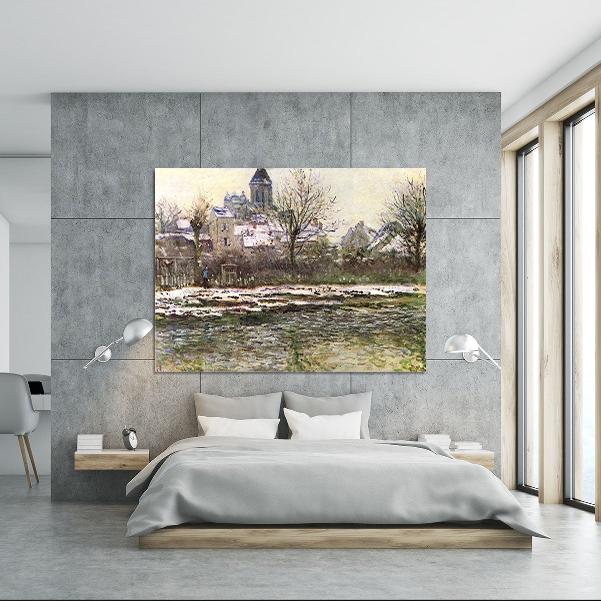 Church of Vetheuil in the snow by Monet Canvas Print or Poster