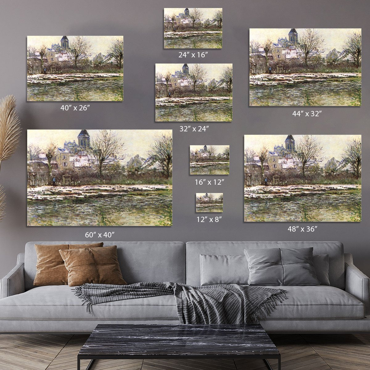 Church of Vetheuil in the snow by Monet Canvas Print or Poster