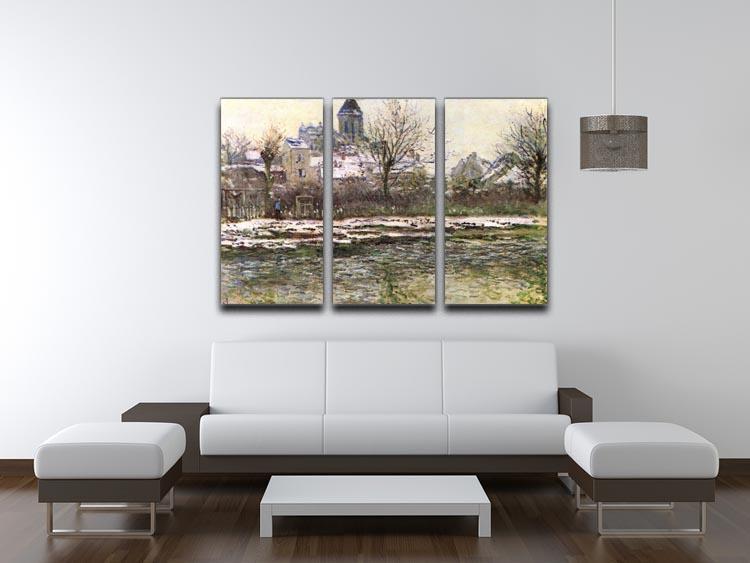 Church of Vetheuil in the snow by Monet Split Panel Canvas Print - Canvas Art Rocks - 4