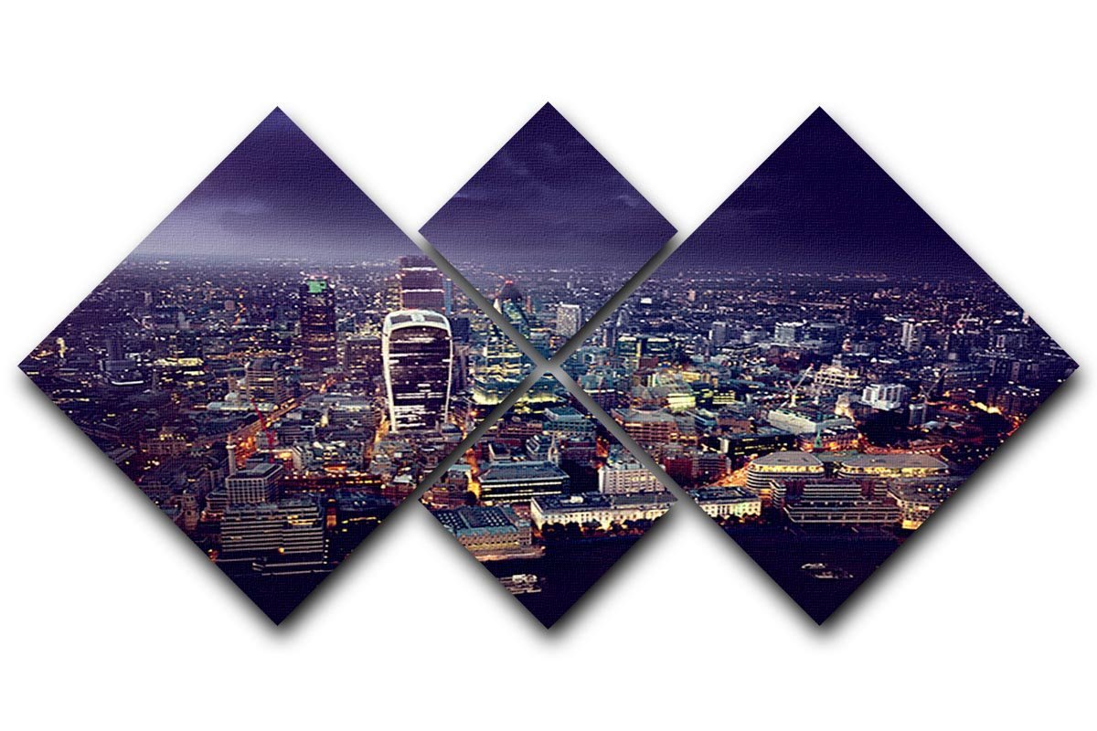 City of London At Sunset 4 Square Multi Panel Canvas  - Canvas Art Rocks - 1