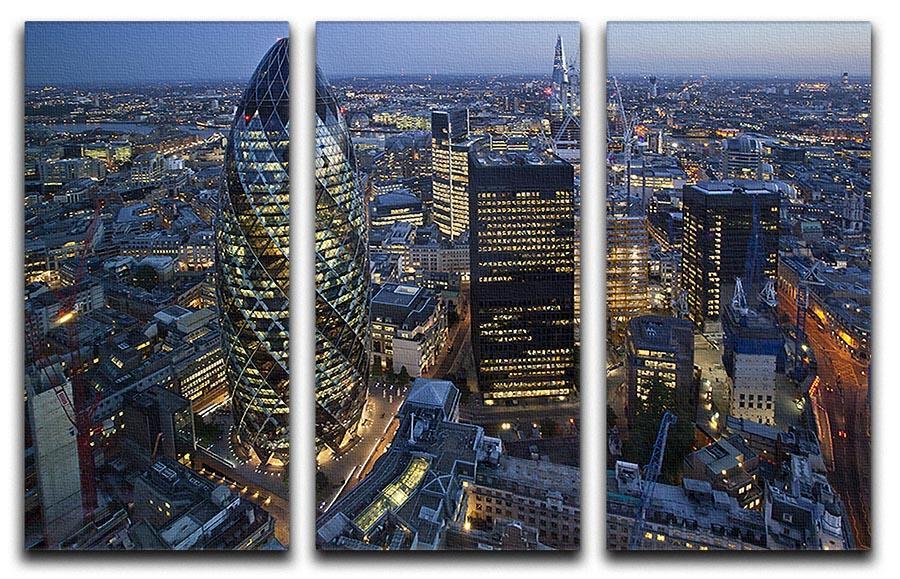 City of London lit up at night 3 Split Panel Canvas Print - Canvas Art Rocks - 1