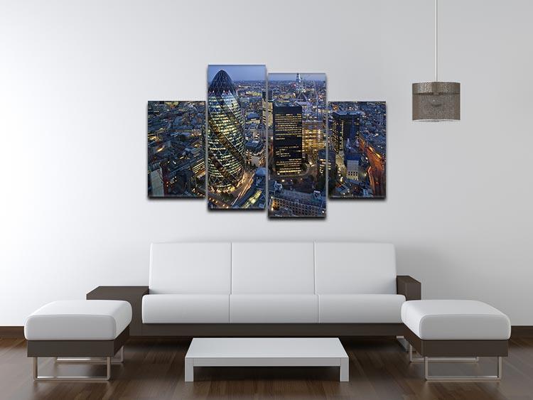 City of London lit up at night 4 Split Panel Canvas  - Canvas Art Rocks - 3