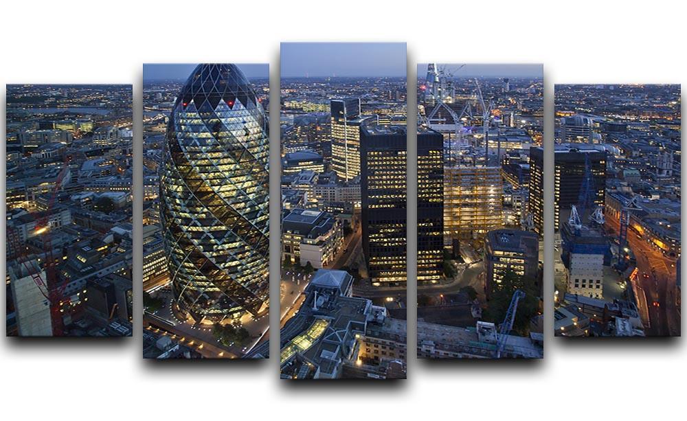 City of London lit up at night 5 Split Panel Canvas  - Canvas Art Rocks - 1