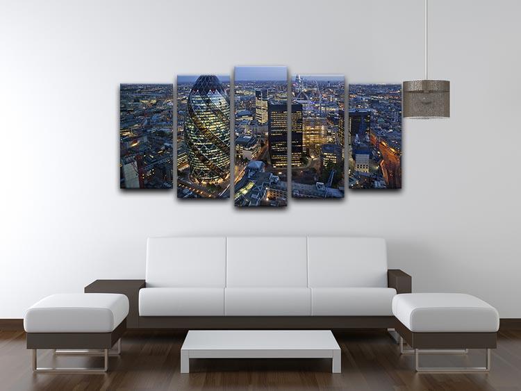 City of London lit up at night 5 Split Panel Canvas  - Canvas Art Rocks - 3