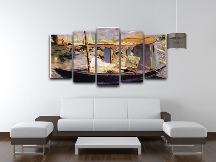 Claude Monet Dans Son Bateau Atelier 1874 by Manet 5 Split Panel Canvas - Canvas Art Rocks - 3