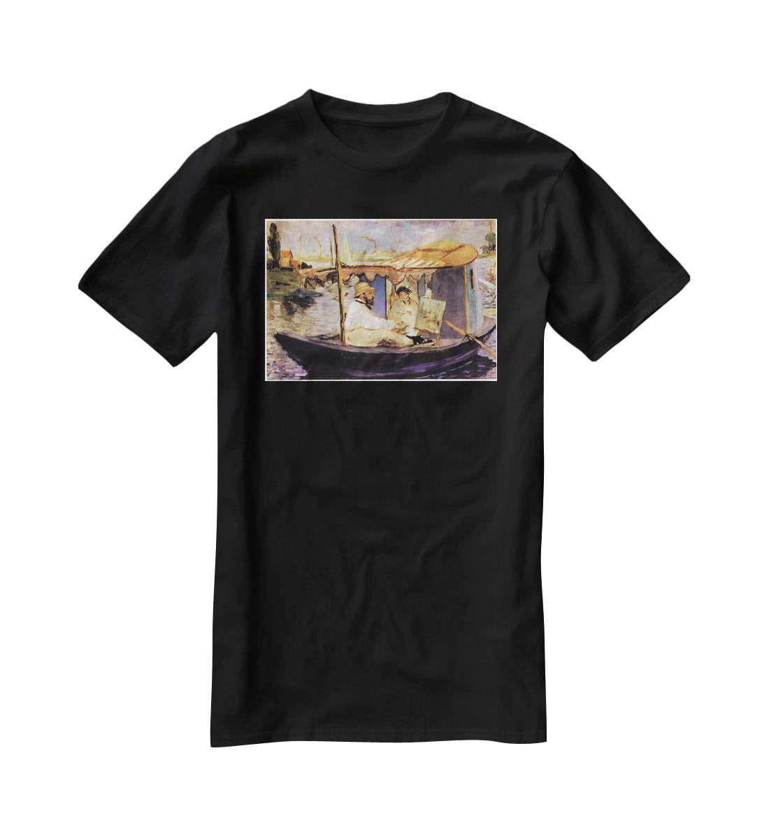 Claude Monet Dans Son Bateau Atelier 1874 by Manet T-Shirt - Canvas Art Rocks - 1