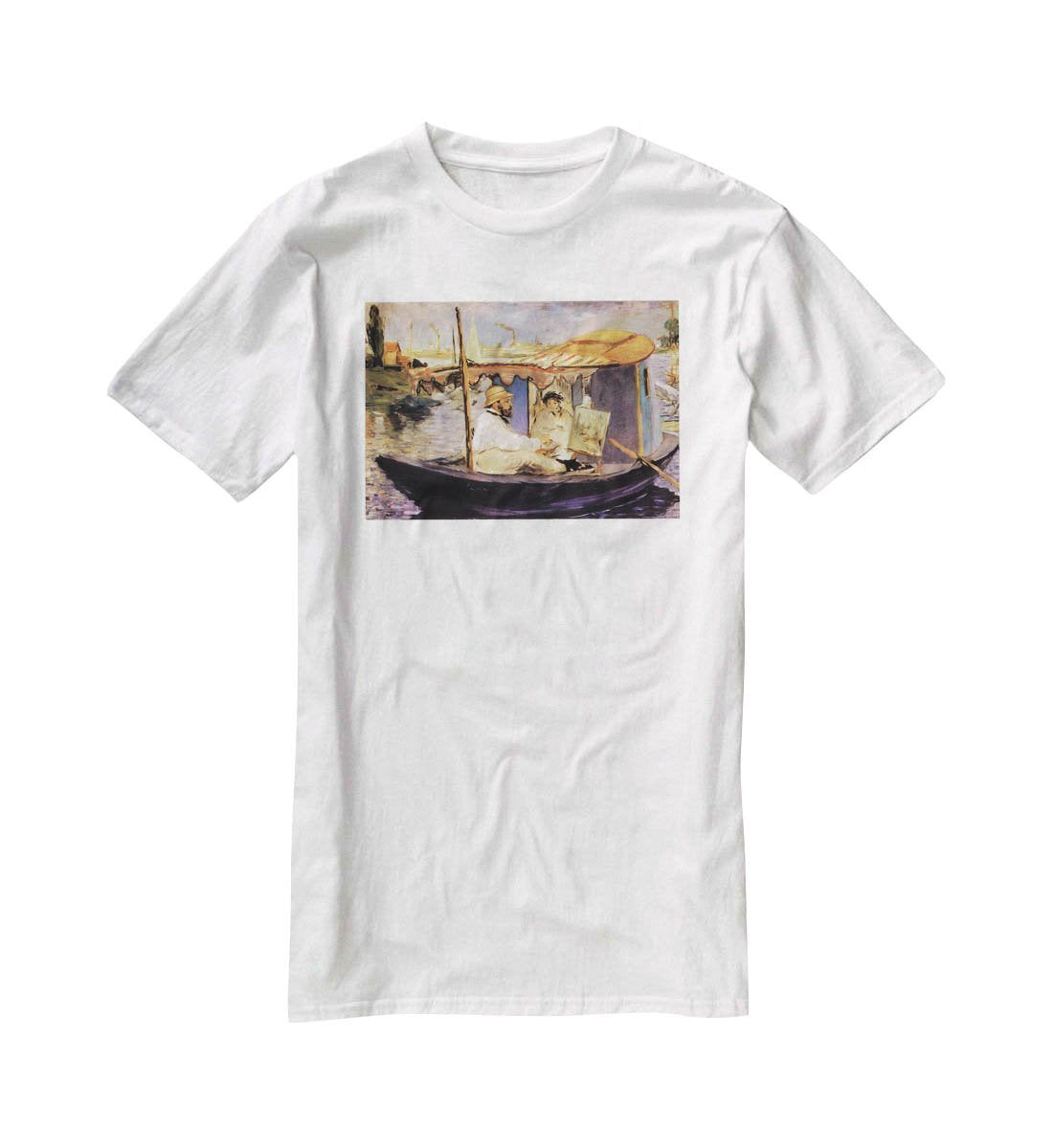 Claude Monet Dans Son Bateau Atelier 1874 by Manet T-Shirt - Canvas Art Rocks - 5