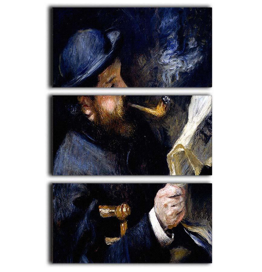 Claude Monet Reading A Newspaper by Renoir 3 Split Panel Canvas Print - Canvas Art Rocks - 1