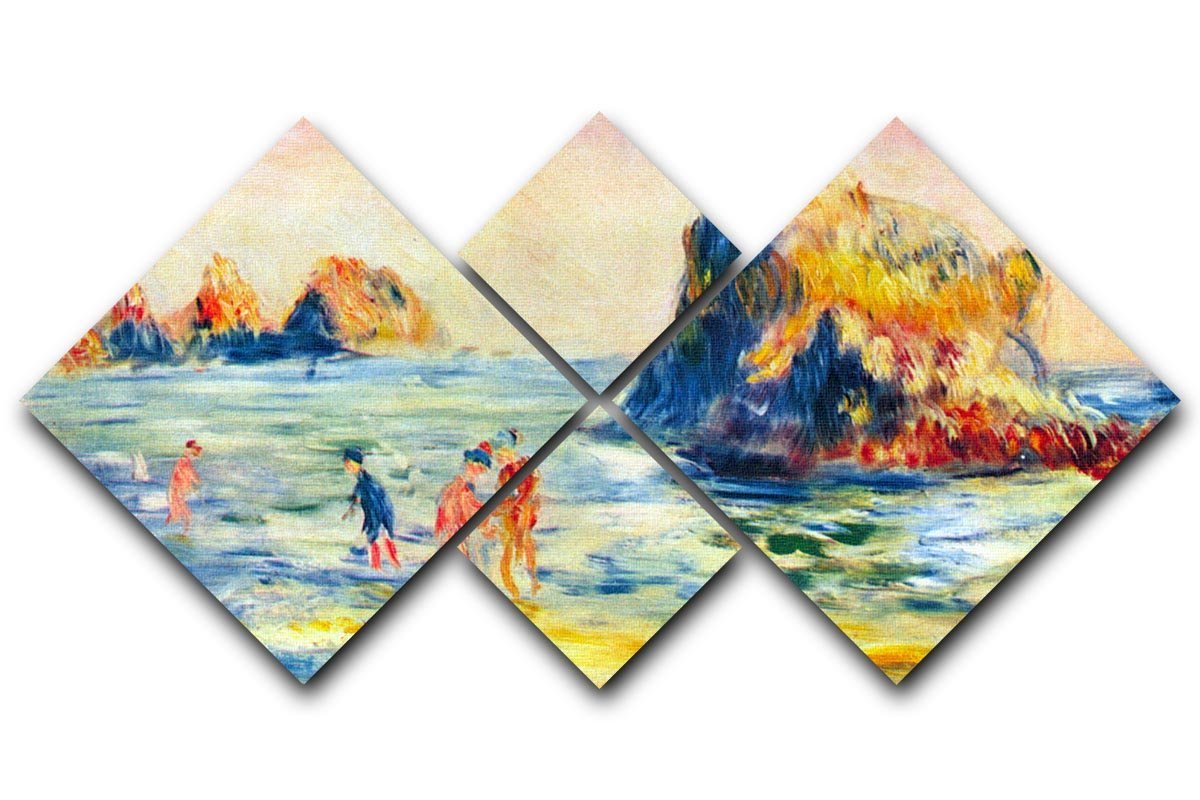 Cliffs at Guernsey by Renoir 4 Square Multi Panel Canvas  - Canvas Art Rocks - 1