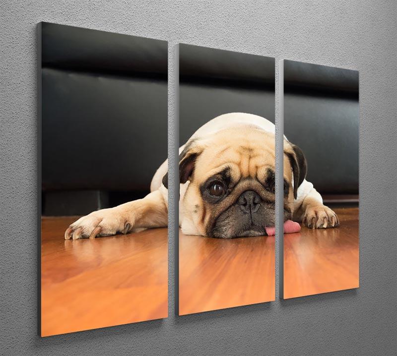 Close-up face of Cute pug 3 Split Panel Canvas Print - Canvas Art Rocks - 2