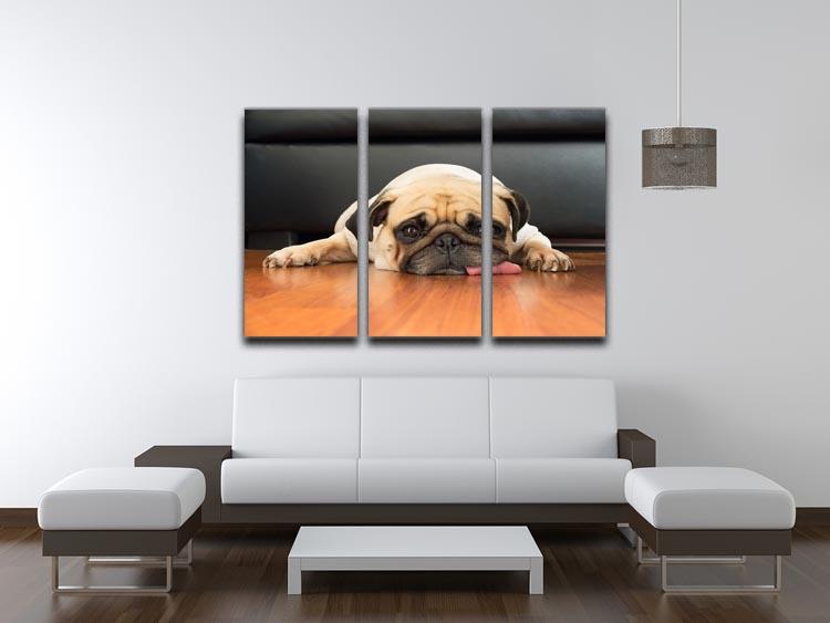 Close-up face of Cute pug 3 Split Panel Canvas Print - Canvas Art Rocks - 3