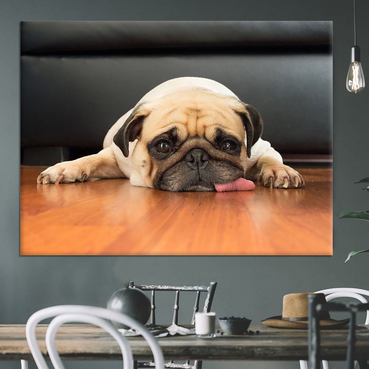 Close-up face of Cute pug Canvas Print or Poster