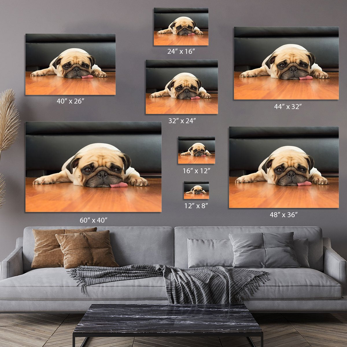 Close-up face of Cute pug Canvas Print or Poster