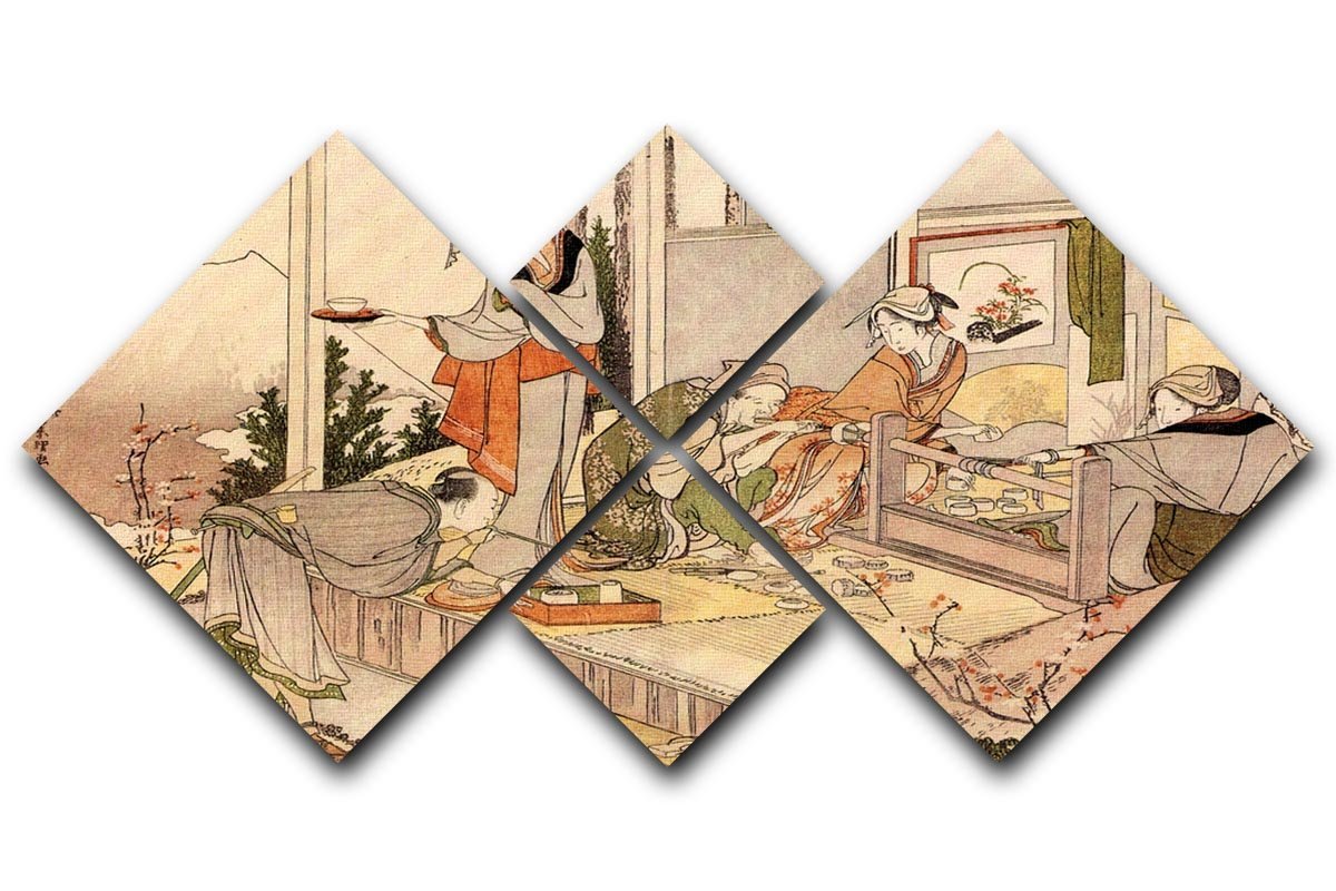Close to mount Fuji by Hokusai 4 Square Multi Panel Canvas  - Canvas Art Rocks - 1
