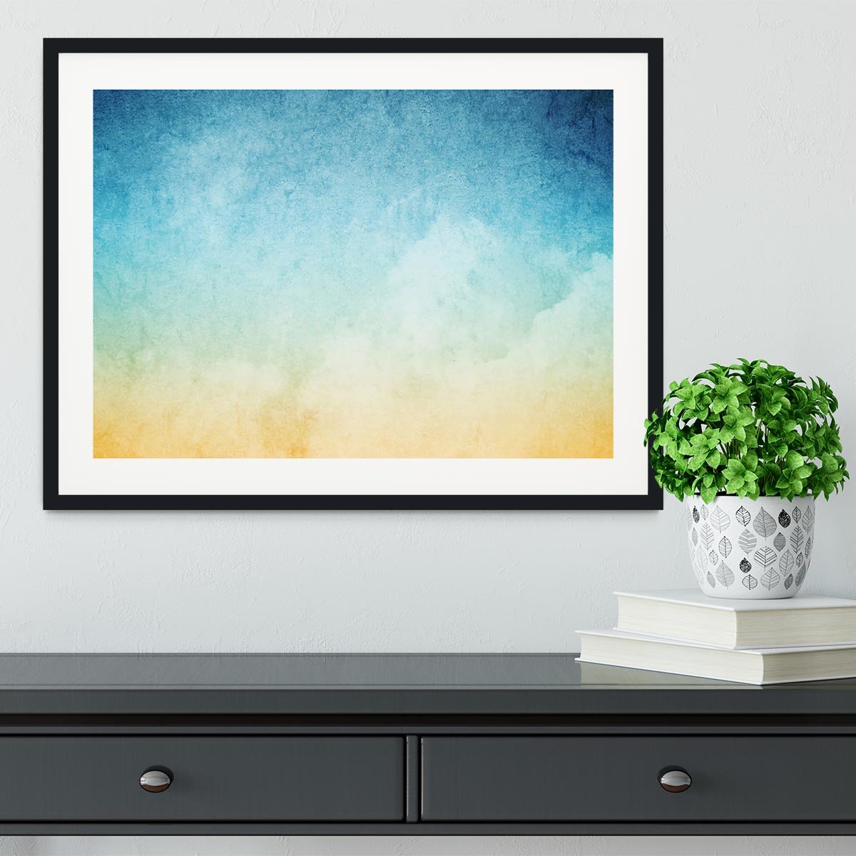 Cloudscape with grunge Framed Print - Canvas Art Rocks - 1