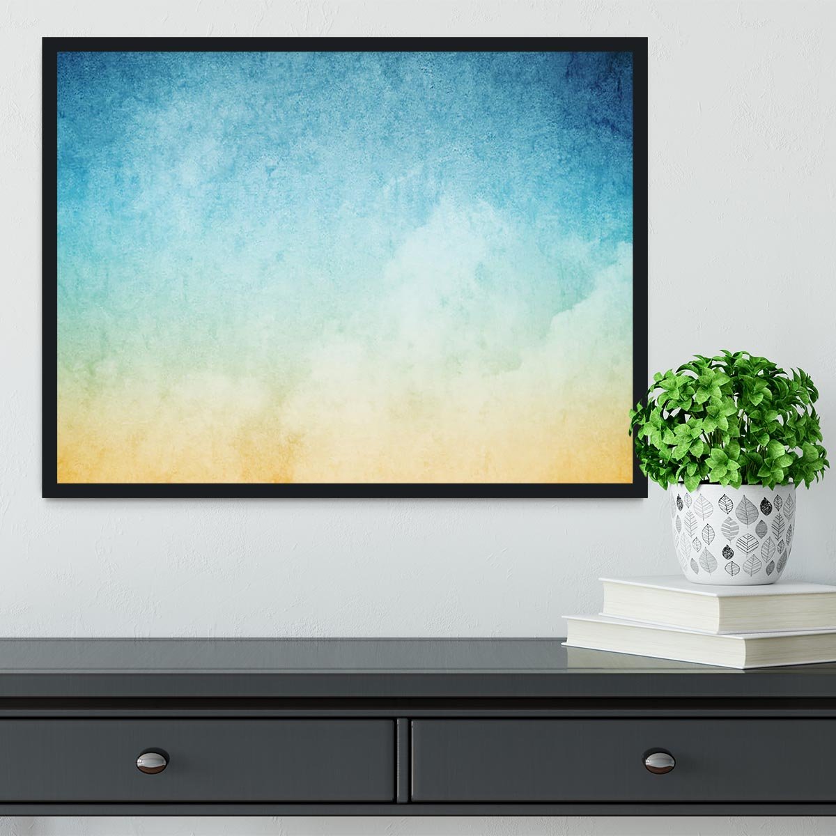 Cloudscape with grunge Framed Print - Canvas Art Rocks - 2
