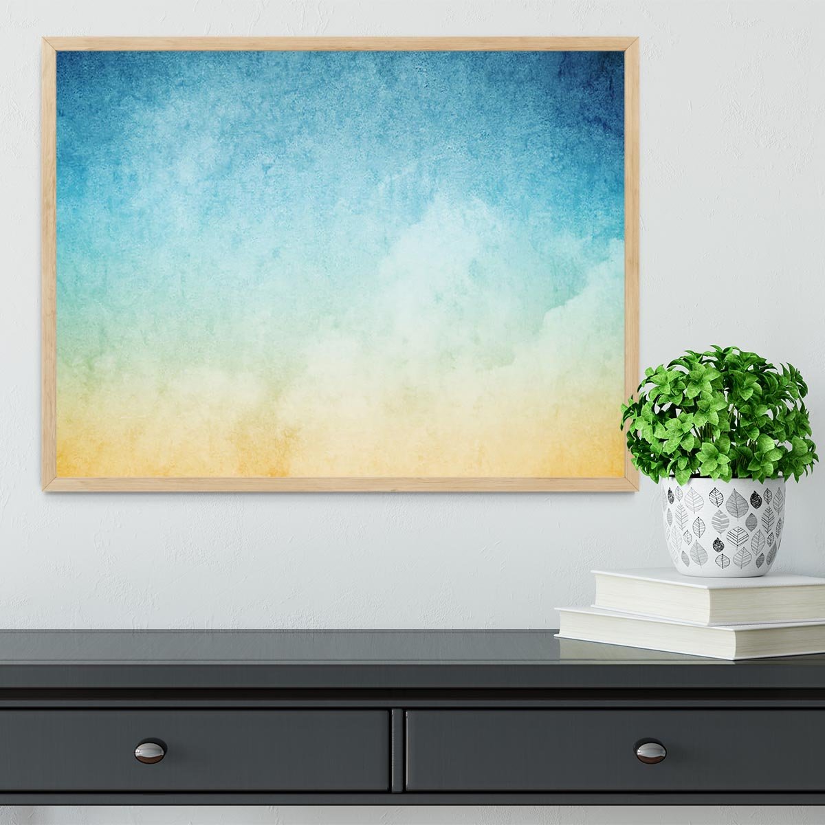 Cloudscape with grunge Framed Print - Canvas Art Rocks - 4