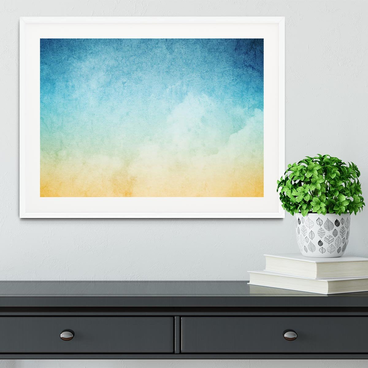Cloudscape with grunge Framed Print - Canvas Art Rocks - 5