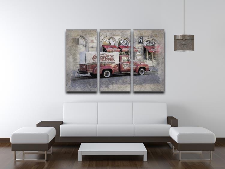 Coca Cola Van Painting 3 Split Panel Canvas Print - Canvas Art Rocks - 3