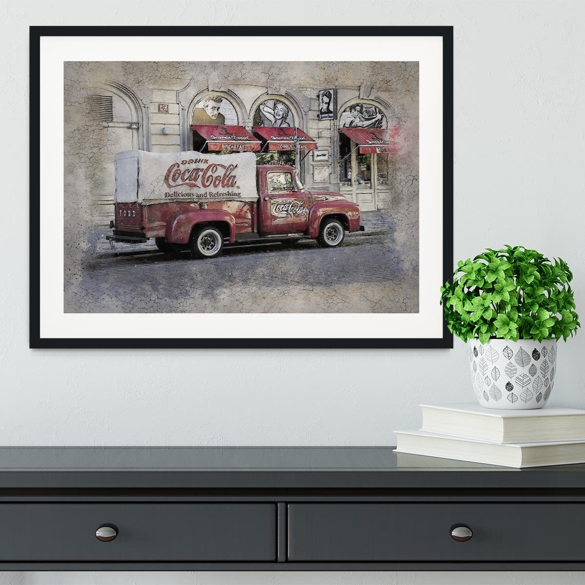 Coca Cola Van Painting Framed Print - Canvas Art Rocks - 1