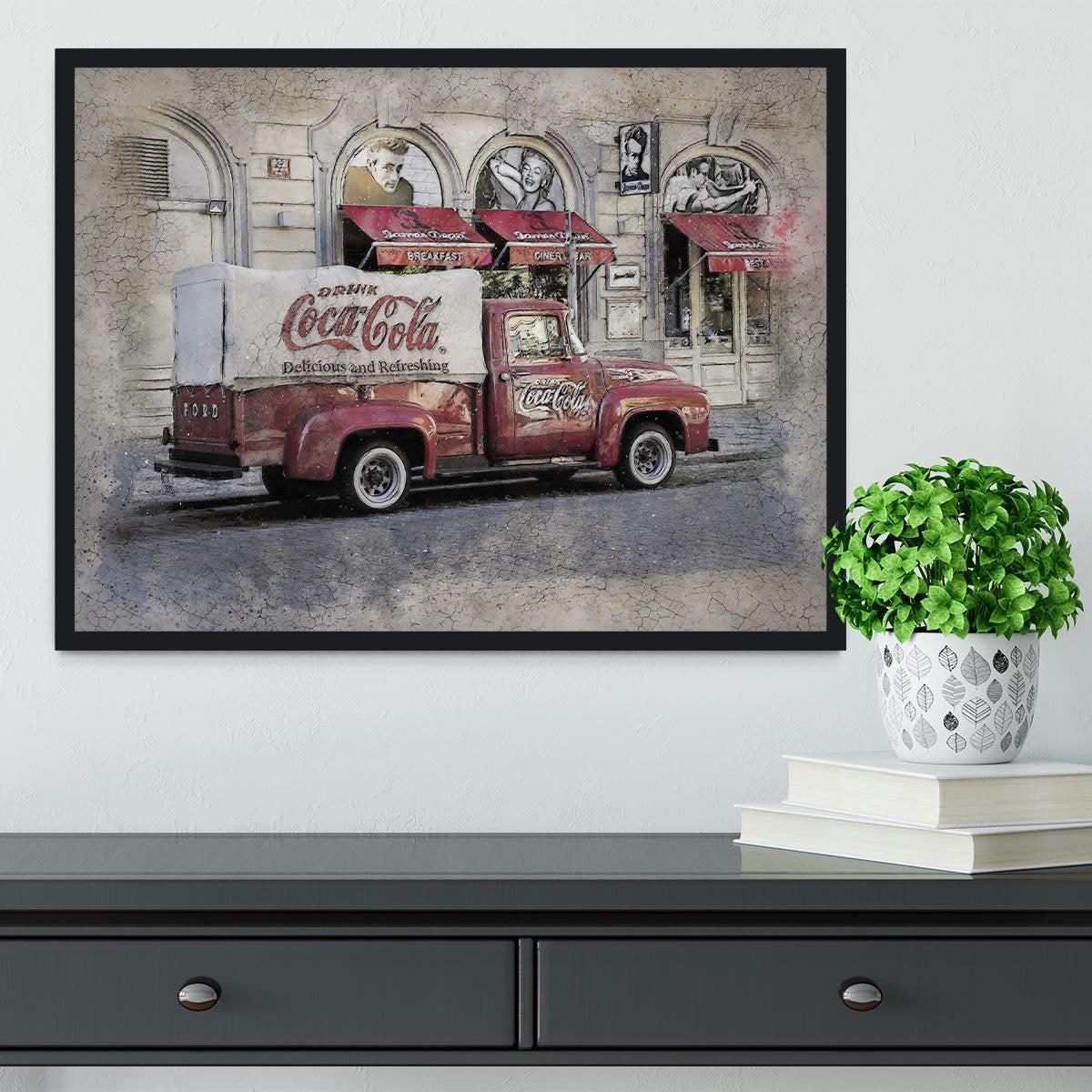 Coca Cola Van Painting Framed Print - Canvas Art Rocks - 2