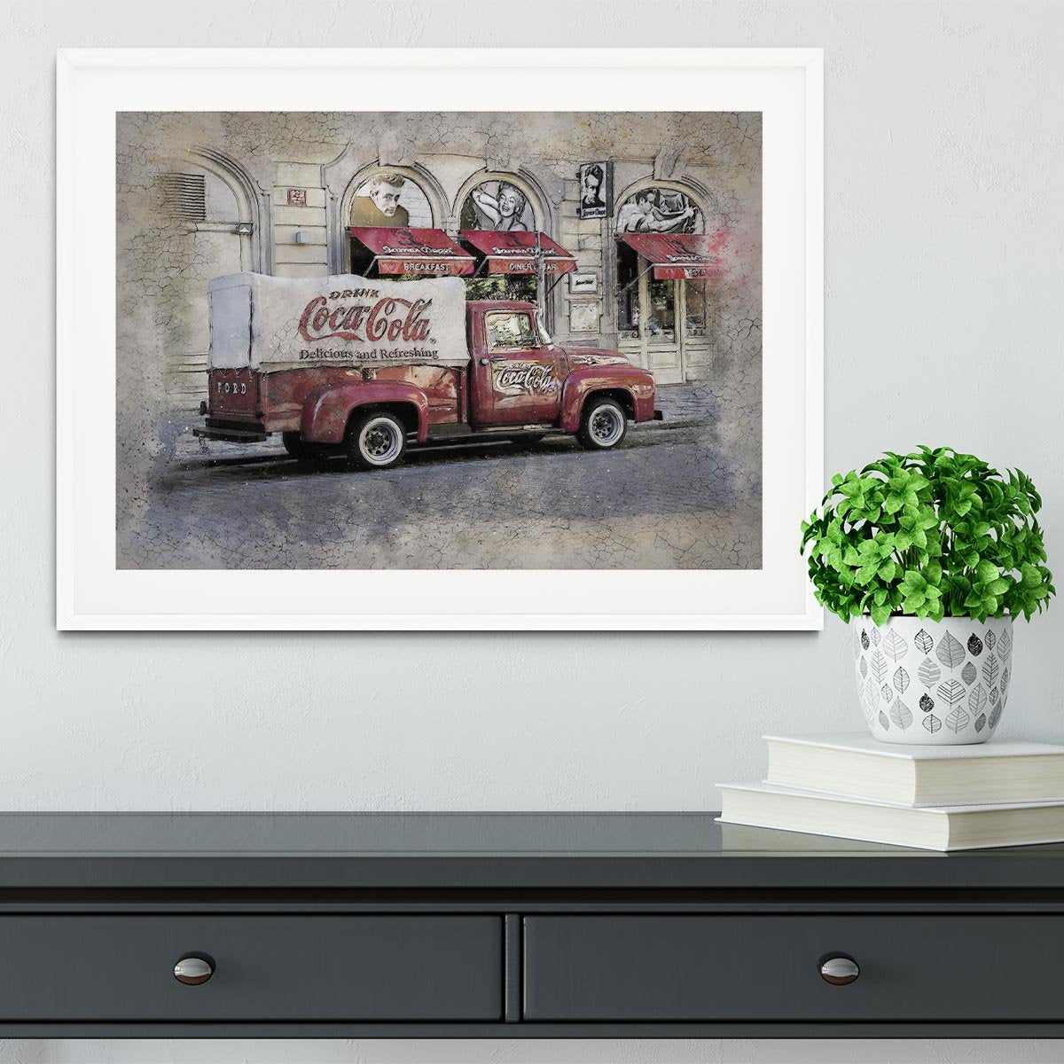 Coca Cola Van Painting Framed Print - Canvas Art Rocks - 5