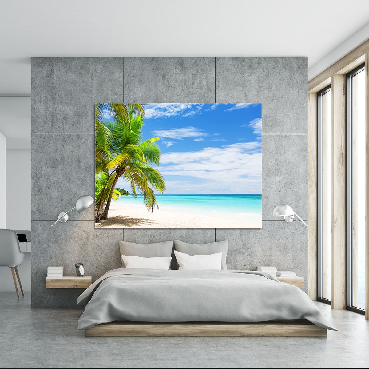 Coconut Palm trees on white sandy beach Canvas Print or Poster