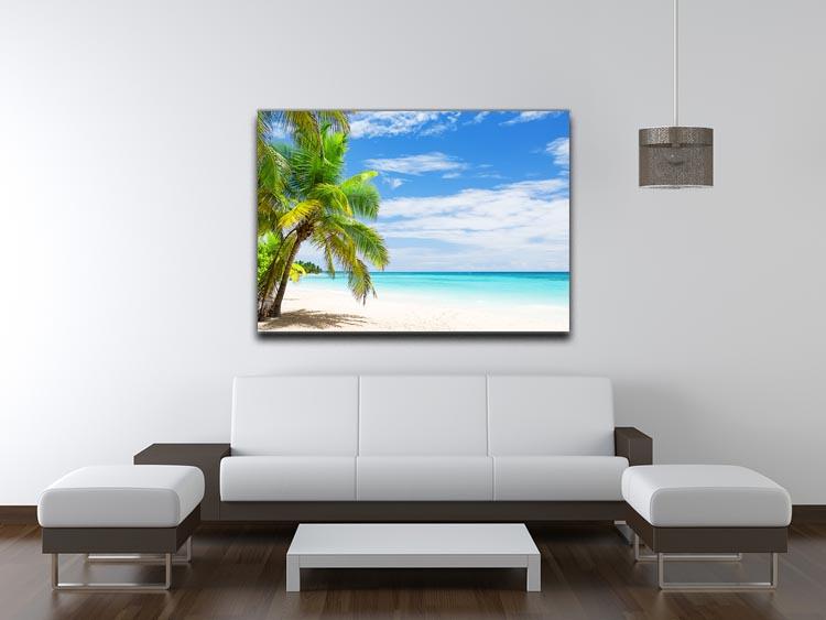 Coconut Palm trees on white sandy beach Canvas Print or Poster - Canvas Art Rocks - 4