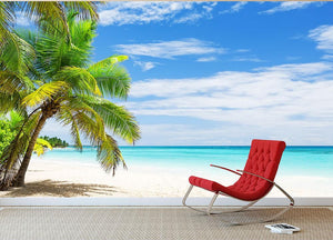 Coconut Palm trees on white sandy beach Wall Mural Wallpaper - Canvas Art Rocks - 2