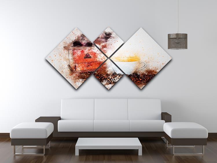 Coffee Painting 4 Square Multi Panel Canvas - Canvas Art Rocks - 3