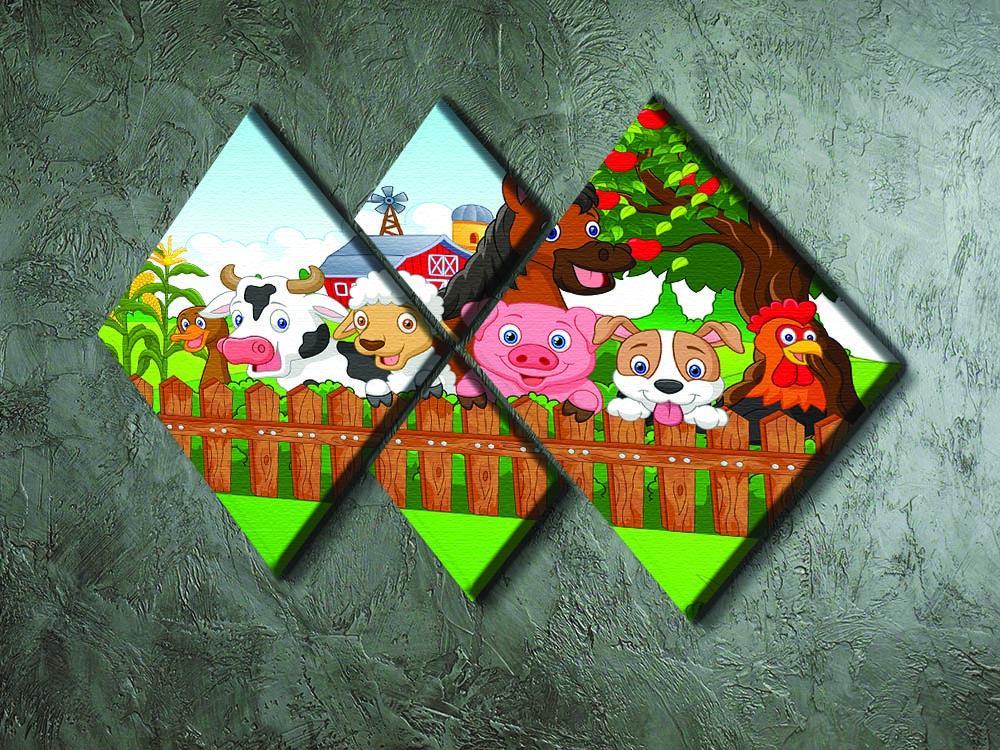 Collection farm animals 4 Square Multi Panel Canvas - Canvas Art Rocks - 2