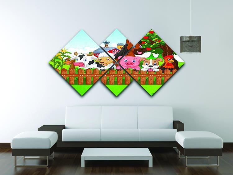 Collection farm animals 4 Square Multi Panel Canvas - Canvas Art Rocks - 3