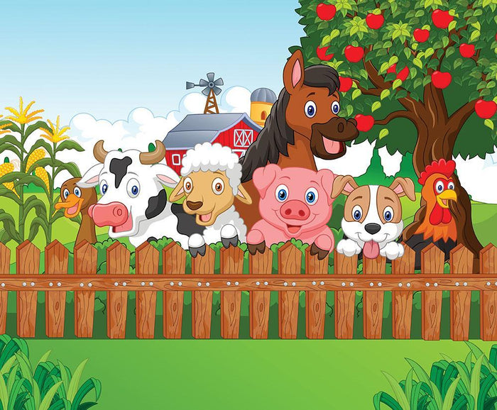 Collection farm animals Wall Mural Wallpaper