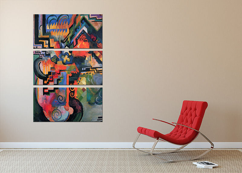 Colored composition Hommage o Sebastin Johann Bach by Macke 3 Split Panel Canvas Print - Canvas Art Rocks - 2