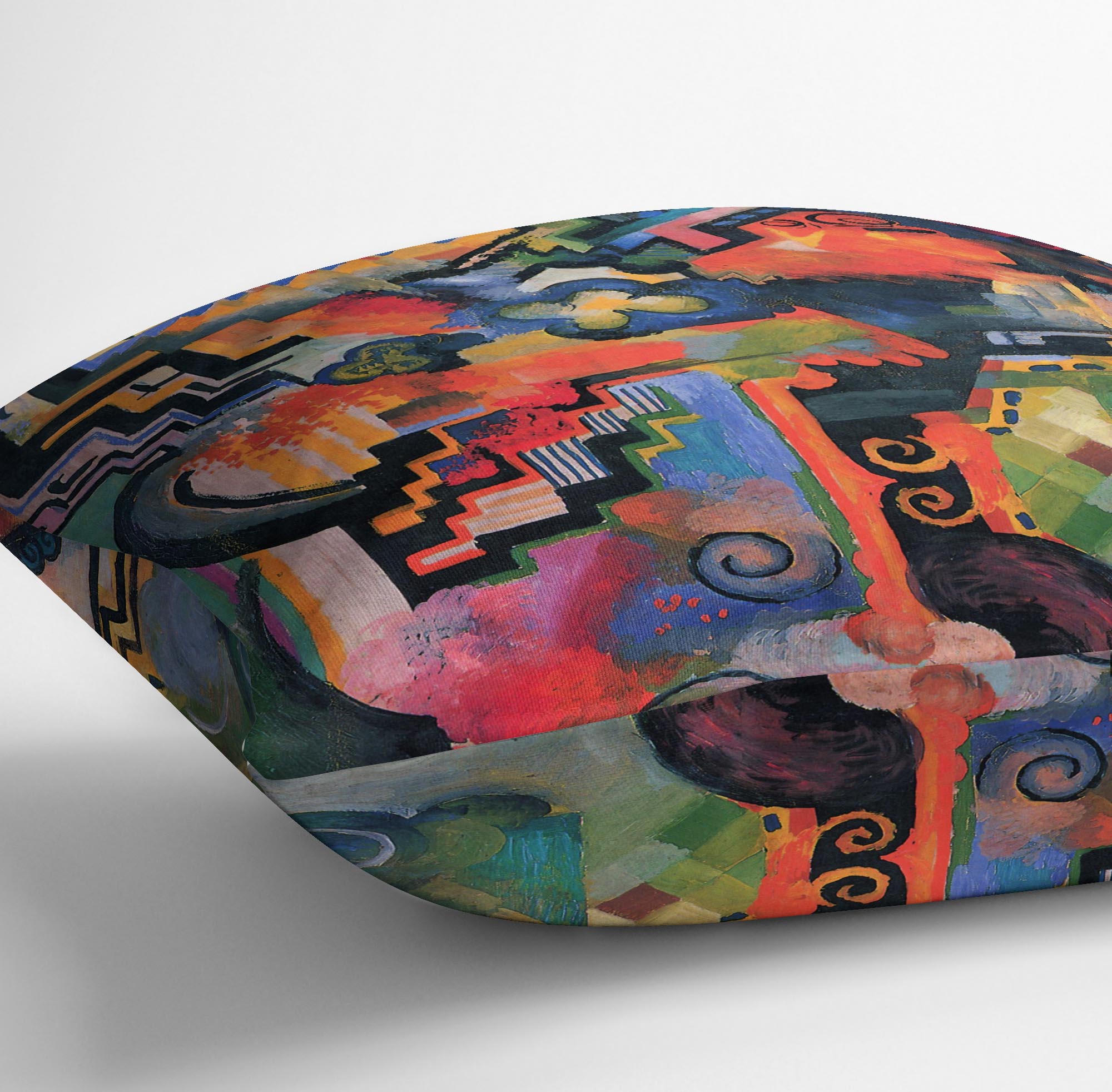 Colored composition Hommage o Sebastin Johann Bach by Macke Cushion - Canvas Art Rocks - 3