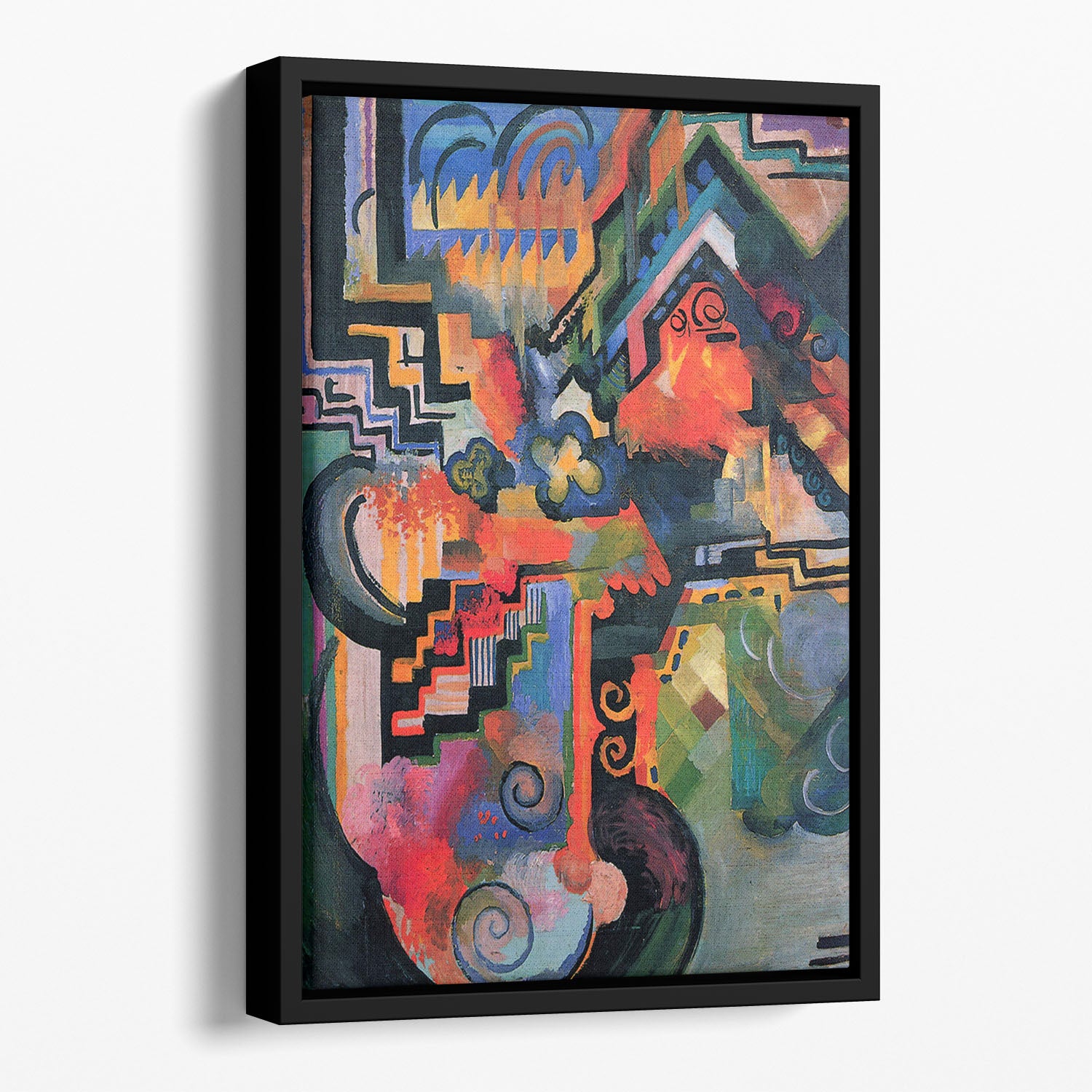 Colored composition Hommage o Sebastin Johann Bach by Macke Floating Framed Canvas - Canvas Art Rocks - 1