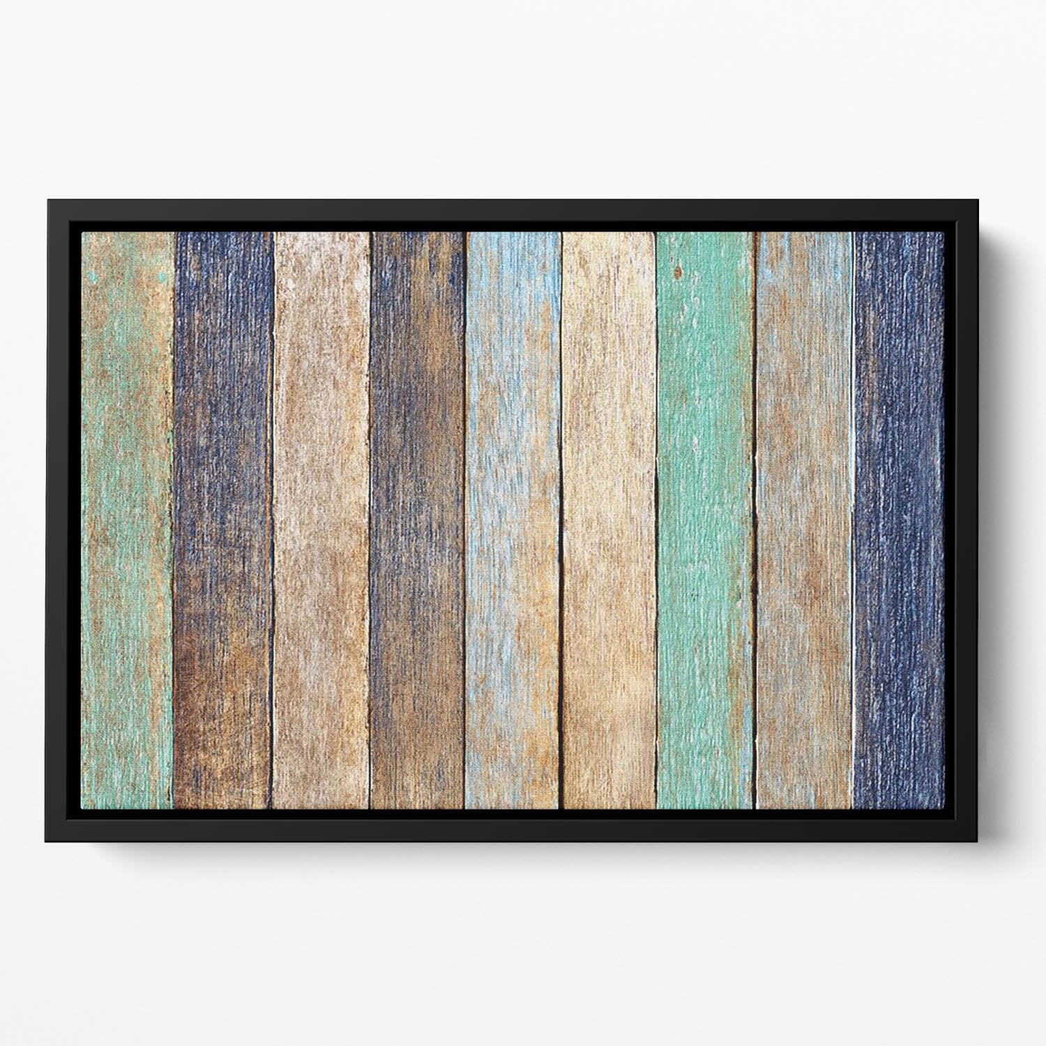 Colorful Wooden Plank Floating Framed Canvas