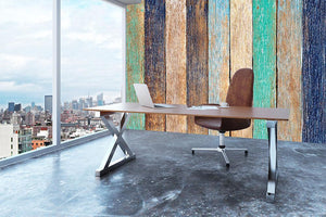 Colorful Wooden Plank Wall Mural Wallpaper - Canvas Art Rocks - 3