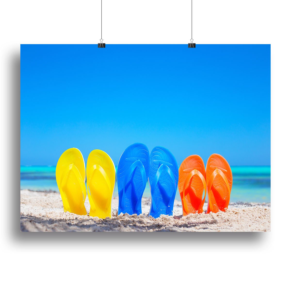 Colorful beach flip flops Canvas Print or Poster