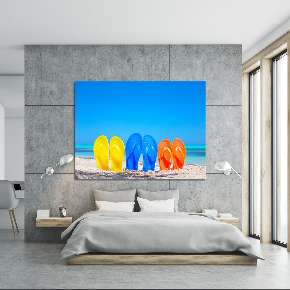 Colorful beach flip flops Canvas Print or Poster
