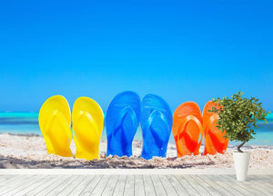 Colorful beach flip flops Wall Mural Wallpaper - Canvas Art Rocks - 4