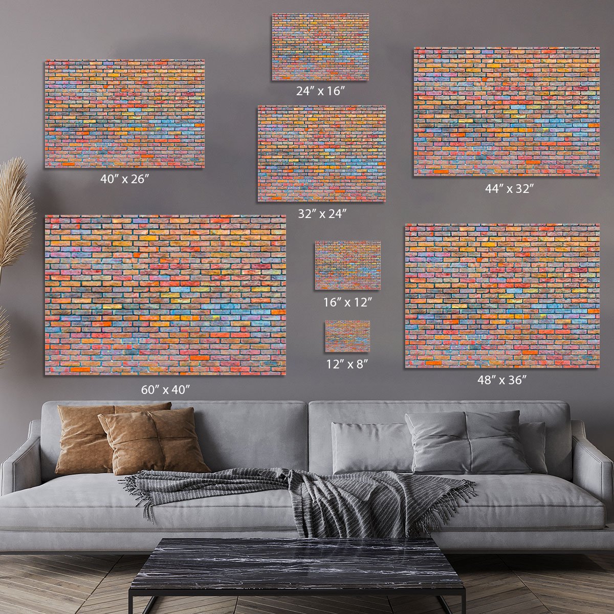 Colorful brick wall texture Canvas Print or Poster