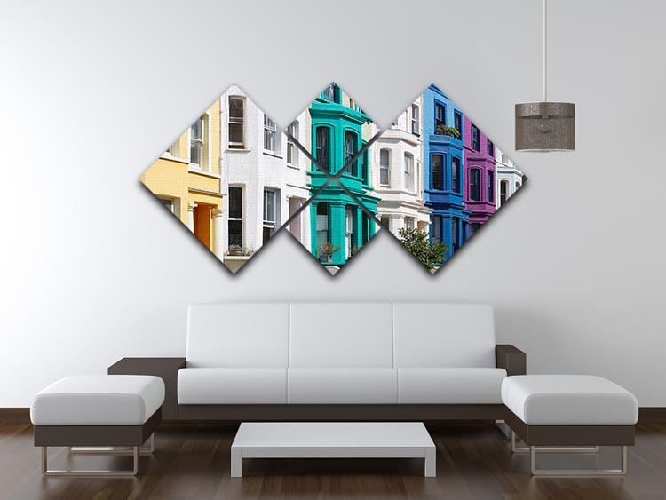 Colorful english houses 4 Square Multi Panel Canvas  - Canvas Art Rocks - 3