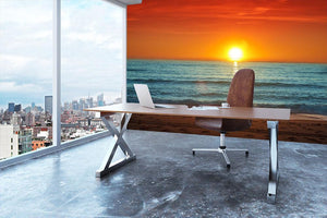Colorful sunset over the sea Wall Mural Wallpaper - Canvas Art Rocks - 3