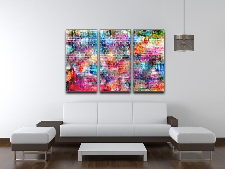 Colorful wall painting art 3 Split Panel Canvas Print - Canvas Art Rocks - 3