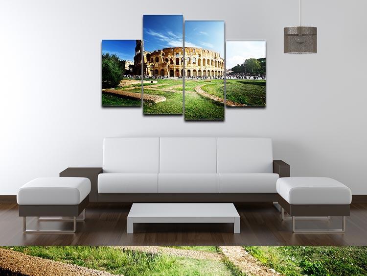 Colosseum Sunny Day in Rome 4 Split Panel Canvas  - Canvas Art Rocks - 3