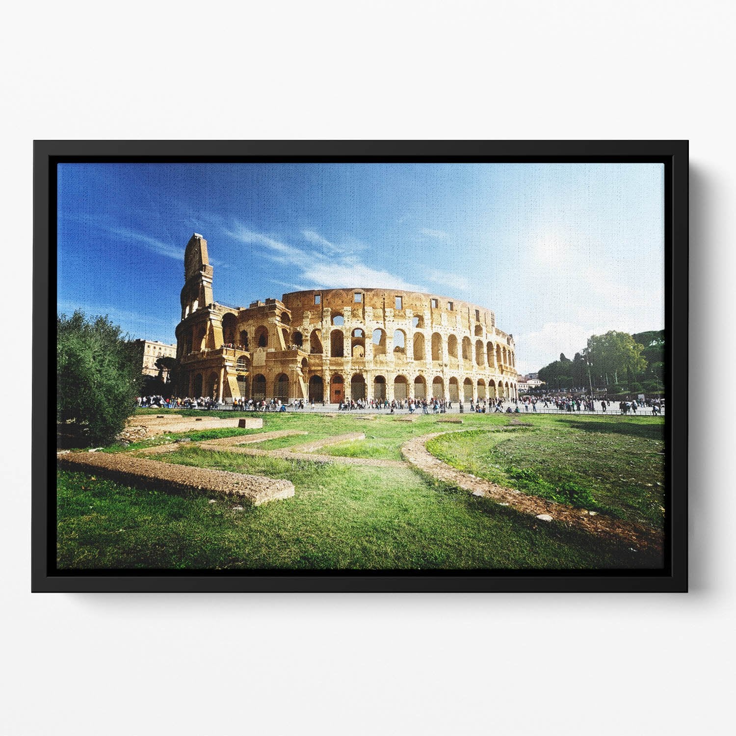 Colosseum Sunny Day in Rome Floating Framed Canvas