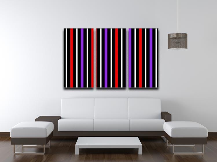 Colour Stripes FS2 3 Split Panel Canvas Print - Canvas Art Rocks - 3